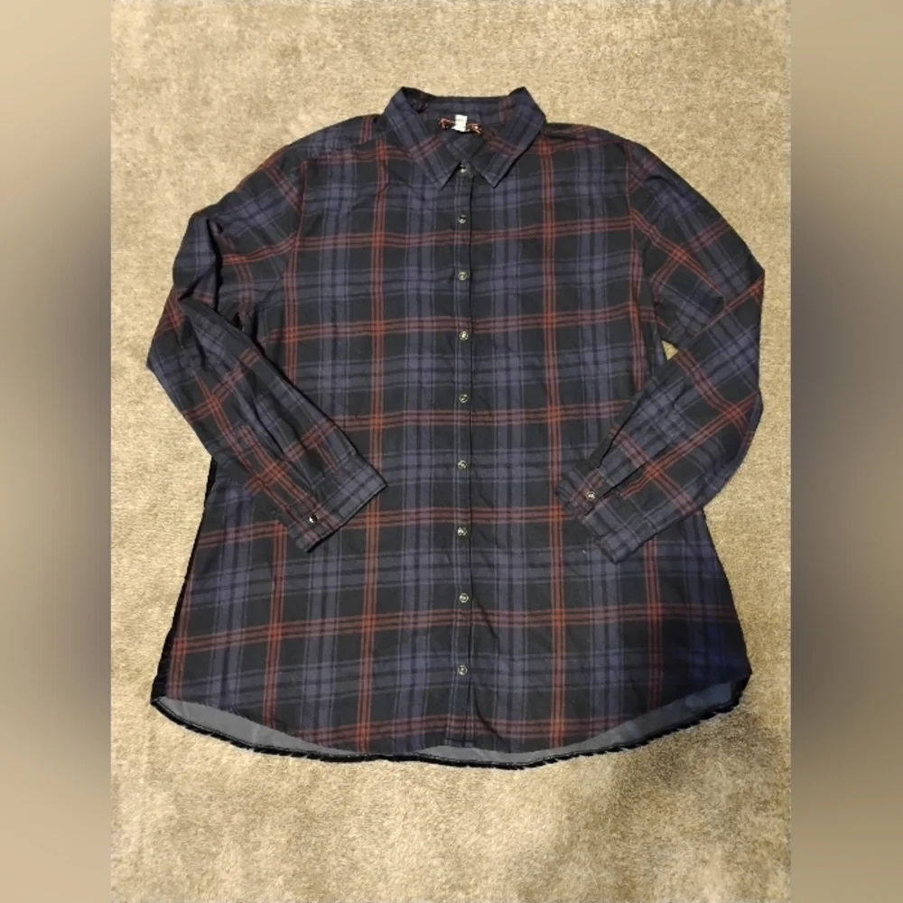 Johnny Was Workshop Emiko Velvet Back Oversized Plaid Shirt - Picture 2 of 8